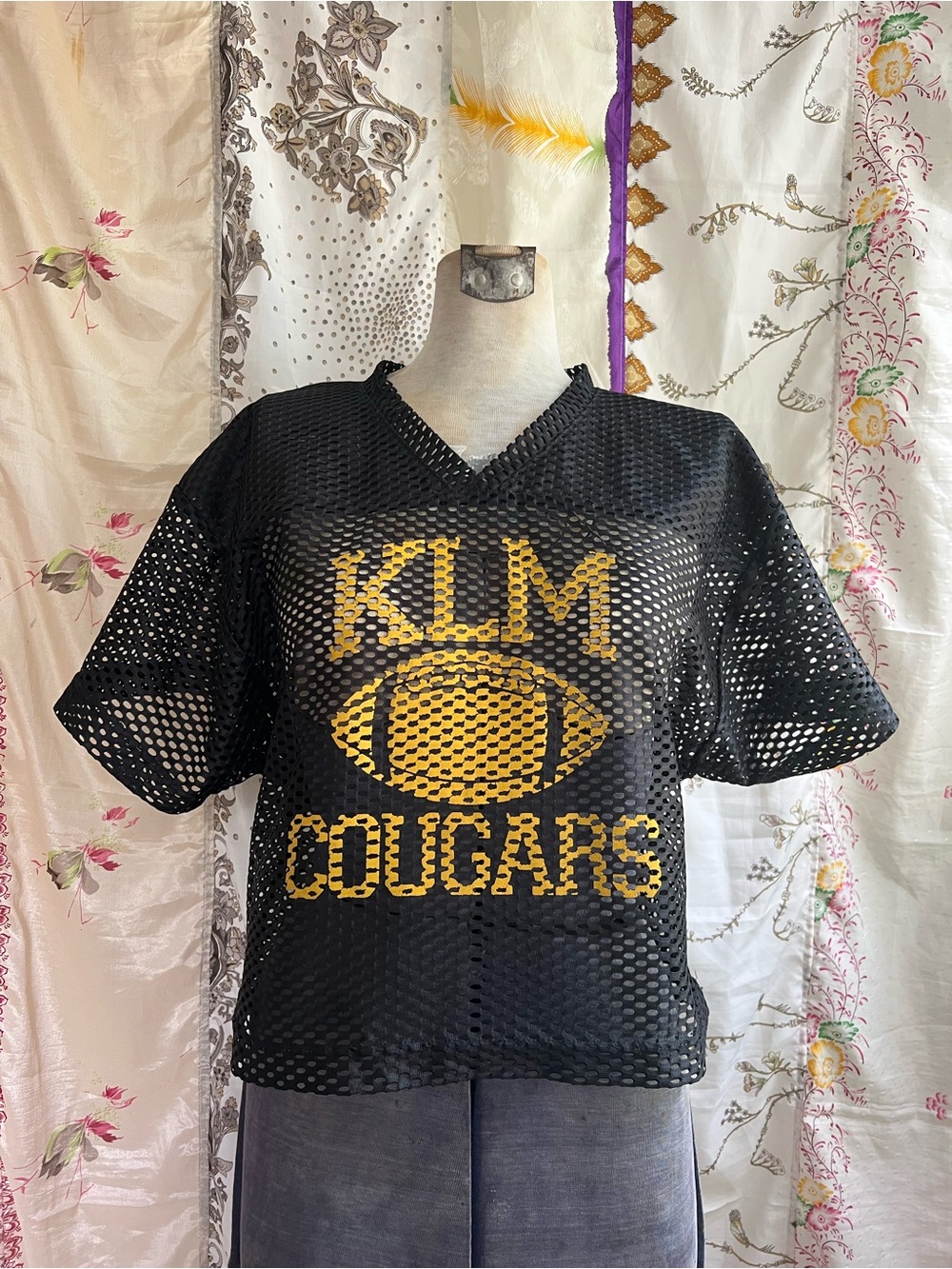 Vintage Black Yellow Mesh Cougars Jersey